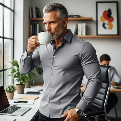 🔥Black Friday Mega-Angebot – 50 % Rabatt!🔥Einfarbige Herrenhemden mit Reverskragen und langen Ärmeln