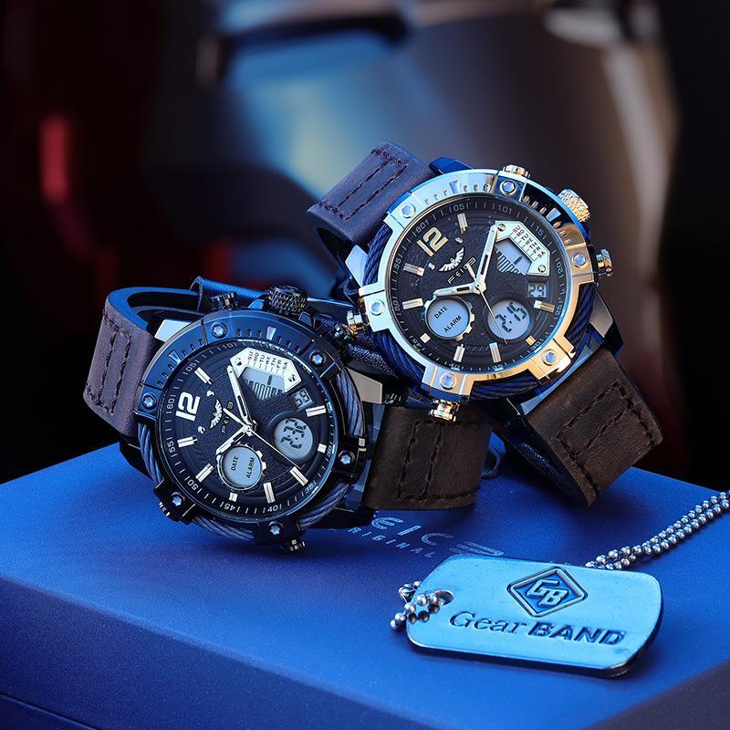 ⌚Multifunktionale Herren-Quarz-Sportuhr mit zwei Displays, wasserdicht bis 3 ATM