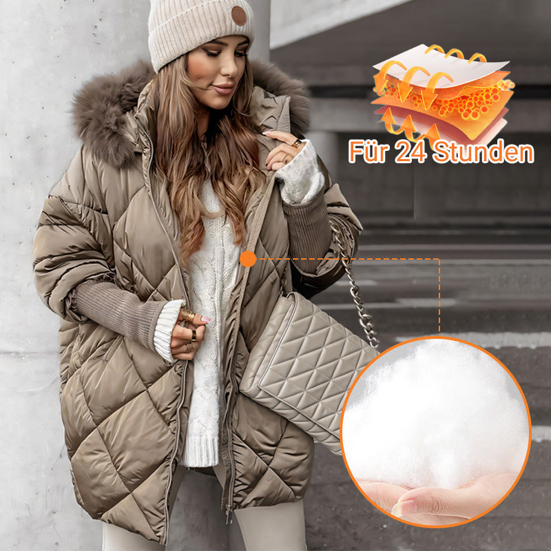 🔥HEIßER SALE 50% RABATT❄️🧥Damen Midi-Parka mit Strickärmeln