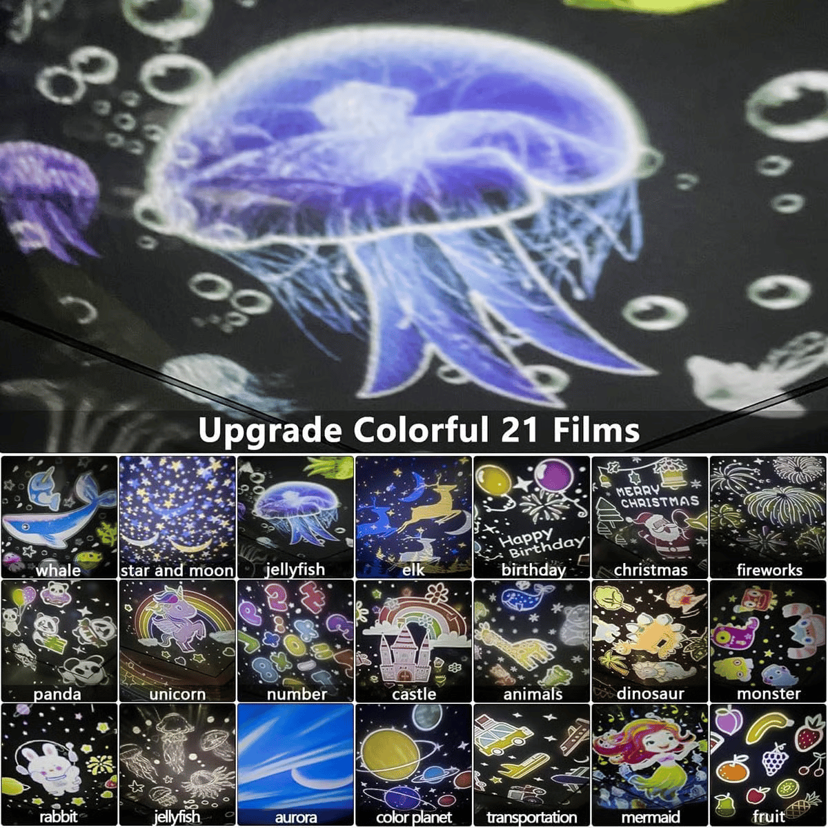 ⏳Begrenzte Zeit 50% Rabatt💥🎃👻 Kinder-Nachtlicht-Projektor mit 15 Filmen 🔋Type-C Aufladung