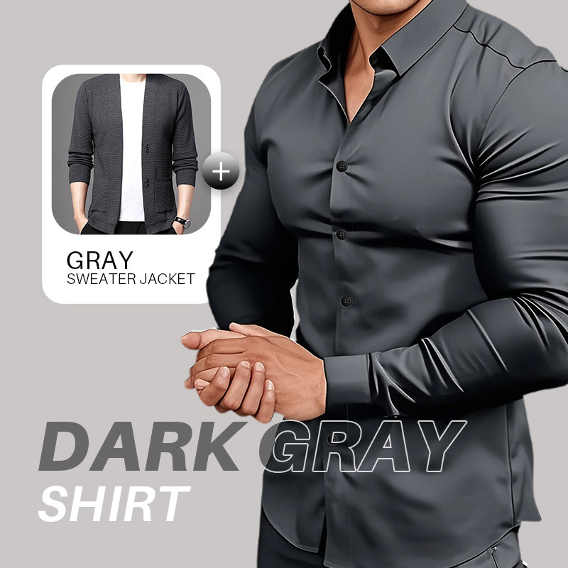 🔥Black Friday Mega-Angebot – 50 % Rabatt!🔥Einfarbige Herrenhemden mit Reverskragen und langen Ärmeln