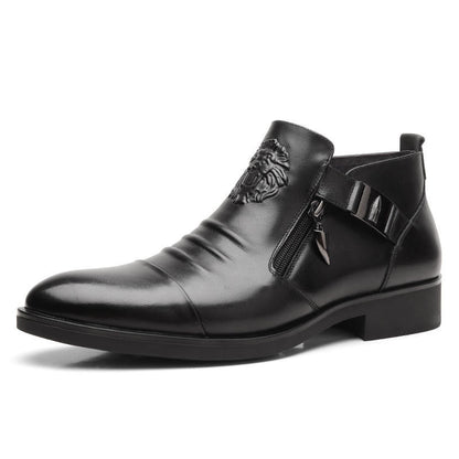 🔥Black-Friday-Mega-Angebot – 50 % Rabatt!🔥👞 Herren-Ankle-Boots aus Leder mit doppelseitigem Reißverschluss und spitzer Zehenpartie