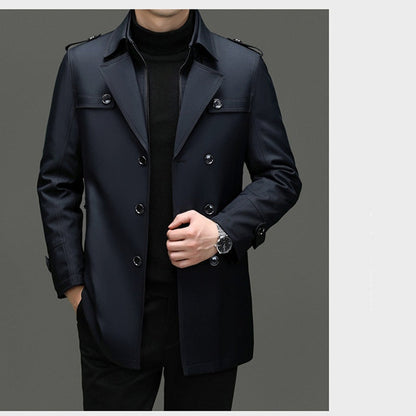 🔥🔥Mittellanger Trenchcoat für Herren mit herausnehmbarem Innenfutter