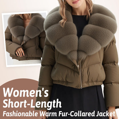 🍁Women's short, fashionable and warm jacket with faux fur collar