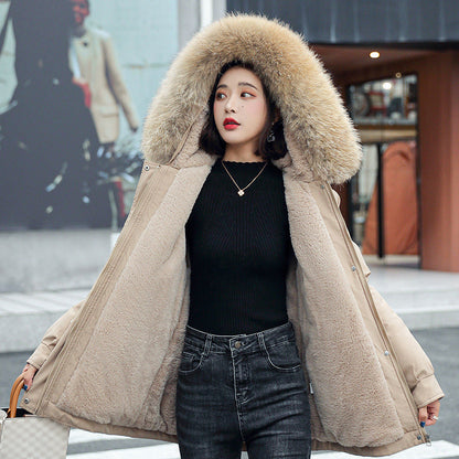 En iyi hediye - bol kapüşonlu ve kalın sentetik polarlı kadın kışlık montu