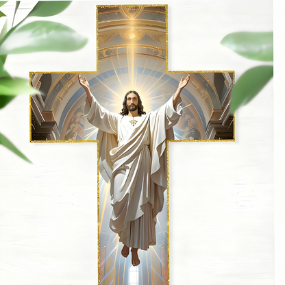✝️ 50% RABATT! ✨ Retro Jesus Christus Wandkreuz - Vintage Holzdesign mit Religiöser Symbolik für Spirituelle Raumdekoration 🕊️🌟