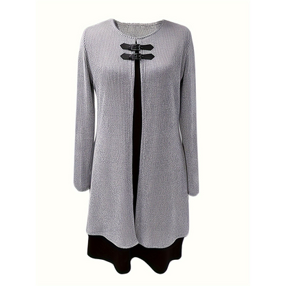 💃🌸Women's A-line dress, knee-length, with a hint of a two-piece look