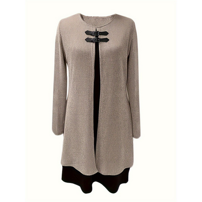 💃🌸Women's A-line dress, knee-length, with a hint of a two-piece look