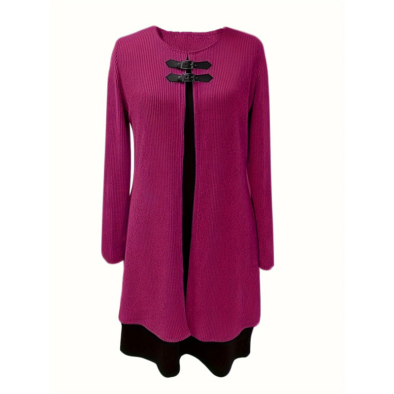 💃🌸Women's A-line dress, knee-length, with a hint of a two-piece look