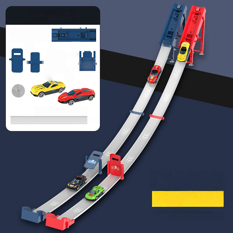 🔥Stoklar bitene kadar %50 indirim!🎉 Çocuklar için başlangıç ​​rampalı çift yarış pisti oyuncak seti