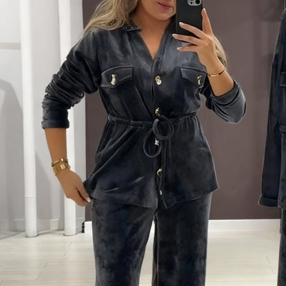 🎁Große Aktion Versandkostenfrei 🎁Warmes Damen-Hemdset mit Knöpfen (und Taschen)