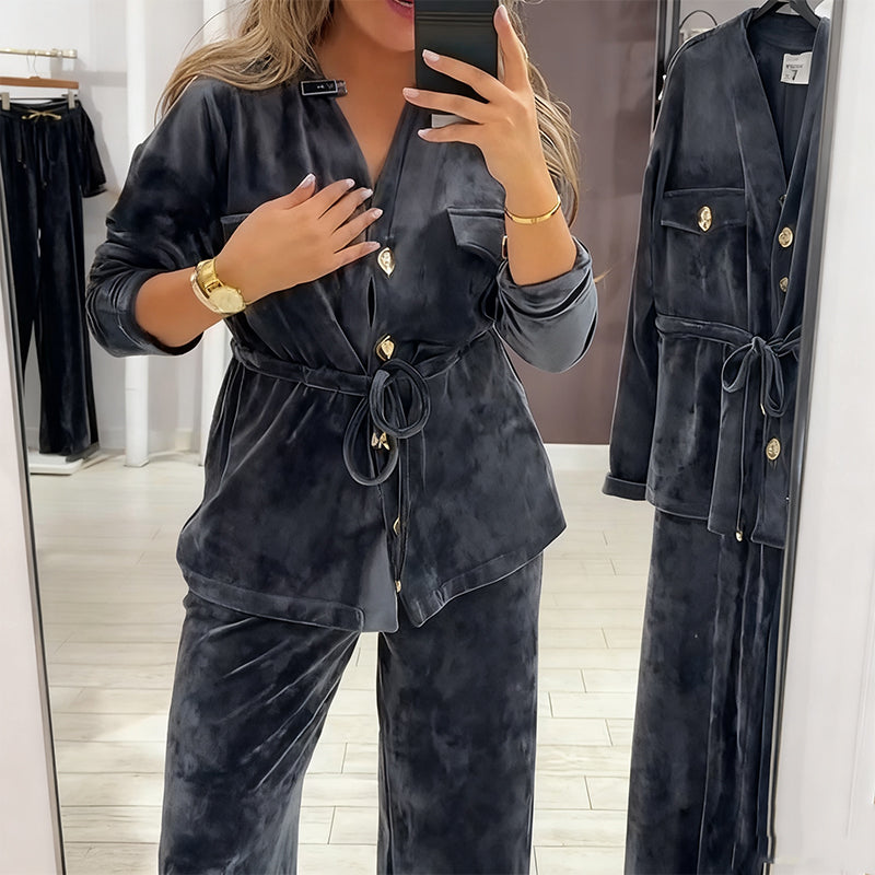 🎁Große Aktion Versandkostenfrei 🎁Warmes Damen-Hemdset mit Knöpfen (und Taschen)