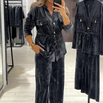 🎁Große Aktion Versandkostenfrei 🎁Warmes Damen-Hemdset mit Knöpfen (und Taschen)