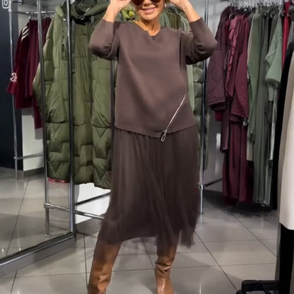 💖Black-Friday-Mega-Angebot – 50 % Rabatt!💖Damen-Strickoberteil & Tüll-Netzkleid-Set🚀Versandkostenfrei