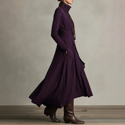 💖Black Friday Mega Deal – 50% off!💖Women's elegant maxi dress with high collar and asymmetrical draping