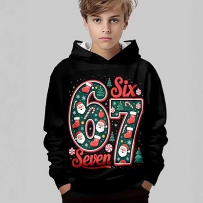 👕 50% RABATT JETZT! ⏰ Kinder Weihnachts-Kapuzenpullover - "67" Print & Weich, Perfekt für Festliche Stimmung ✨