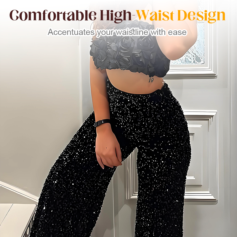💖🔥Kostenloser Versand💃 Damen Mode Paillette Breitbeinhose