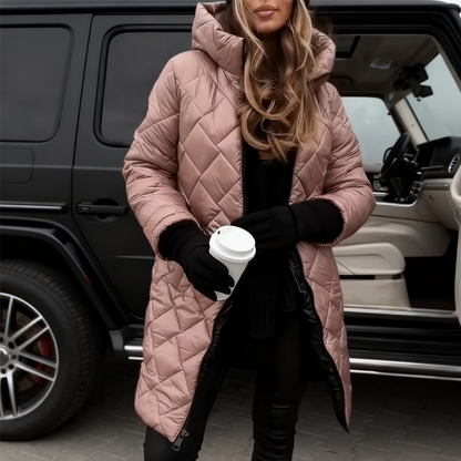 🎁Begrüßen Sie Weihnachten mit 50 % Rabatt💥Langer, gesteppter Daunenmantel mit Kapuze für Damen