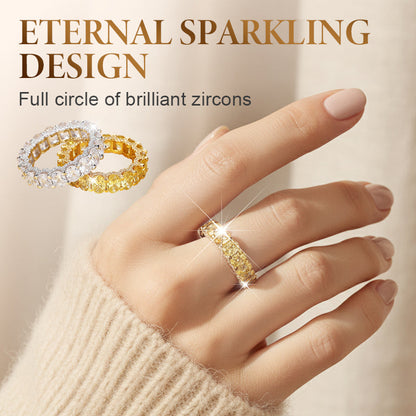 Fashionable memory ring with sparkling cubic zirconia stones
