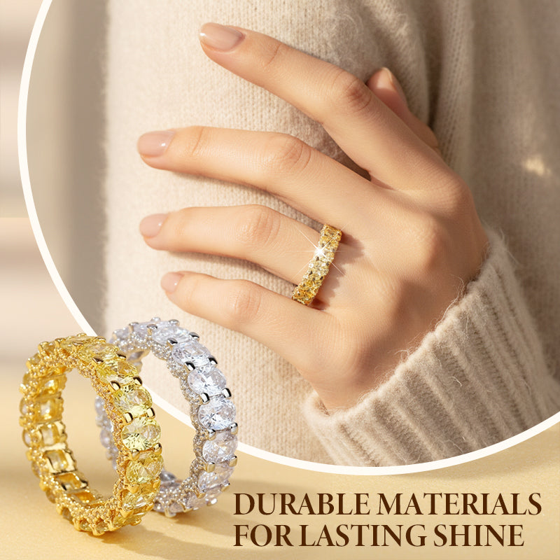 Fashionable memory ring with sparkling cubic zirconia stones
