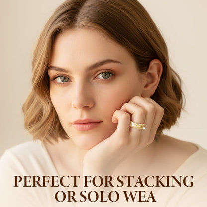 Fashionable memory ring with sparkling cubic zirconia stones