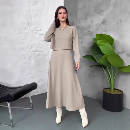 🔥Yeni Ürünler Özel Kampanyası – Kadınlar için 2 Parçalı Örgü Kıyafet: İnce Askılı Midi Elbise ve Crop Top🚛Ücretsiz Kargo